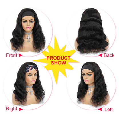 Body Wave Human Hair Headband Wigs Non Lace Machine Made Wigs