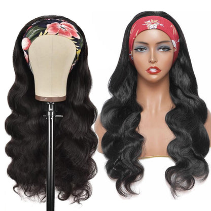 Body Wave Human Hair Headband Wigs Non Lace Machine Made Wigs