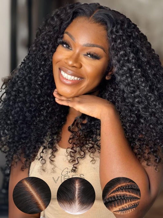 Glueless Knotless kinky Curly Bob wig  200% Density 7X5 Human Hair Lace Closure Wig 14 inch（Unique）