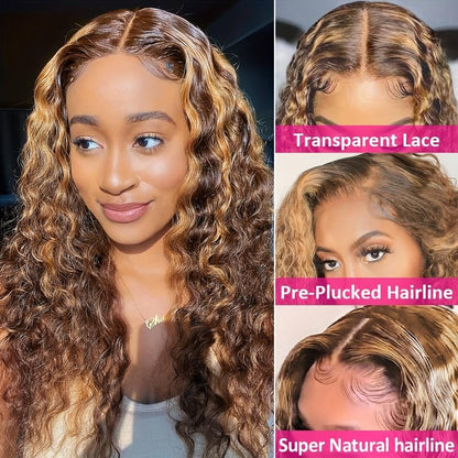 13x4 Highlight P4/27 Honey Blonde lace front Wigs Human Hair Deep Wave Wig [Nana]