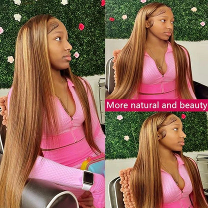 5×5 Lace Front P4/27 Wigs Human Hair Pre Plucked Burmese Human Hair