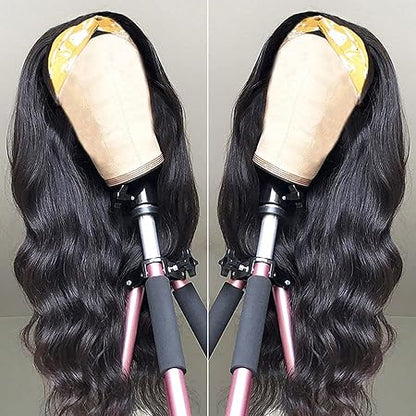 Headband Wigs For Black Woman Body Wave Human Hair Non Lace Machine Made Wigs