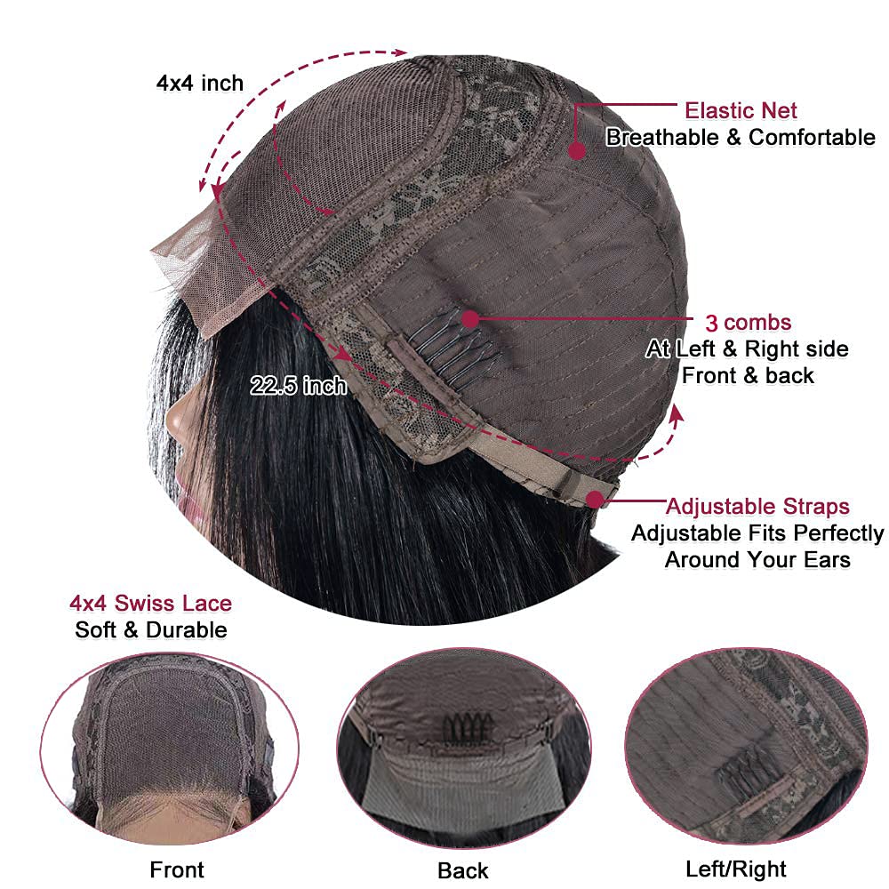 4*4 Lace Wavy With Baby hair human wig