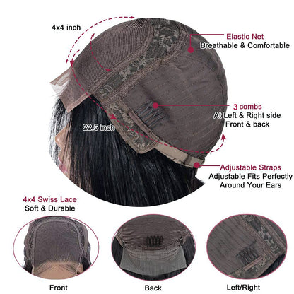 4*4 Lace Wavy With Baby hair human wig