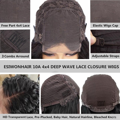 5x5 Lace Front Wigs Human Hair Pre Plucked Wet and Deep Wave Wigs Closure Wigs Human Hair for Black Women